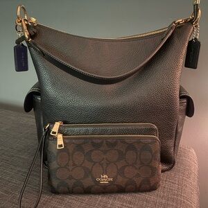 Coach Pennie & Coach double wristlet, I’ve added a purple Coach tag